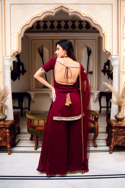 RangBhoomi Elegant Designer Heavy Faux Georgette Silk Top, Bottom, and Dupatta Set Fully Stitched and Ready to Wear