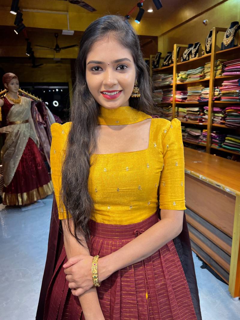 RangBhoomi Premium 5000 Series Elegant Natural Crepe Silk Ethnic Ensemble with Beaded and Threadwork Detailing