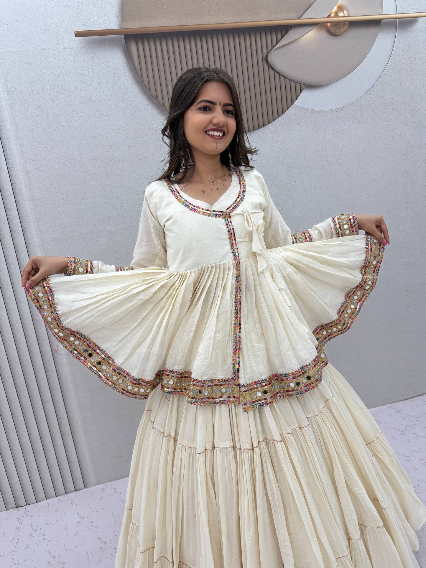 RangBhoomi Navratri Kediyu-Style Lehengacholi – Pure Cotton, 9m Flair, Fully Stitched