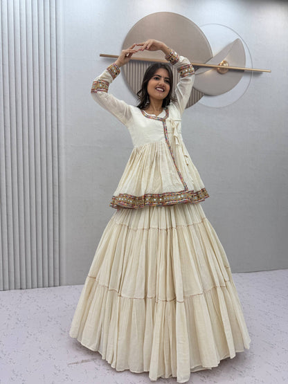 RangBhoomi Navratri Kediyu-Style Lehengacholi – Pure Cotton, 9m Flair, Fully Stitched