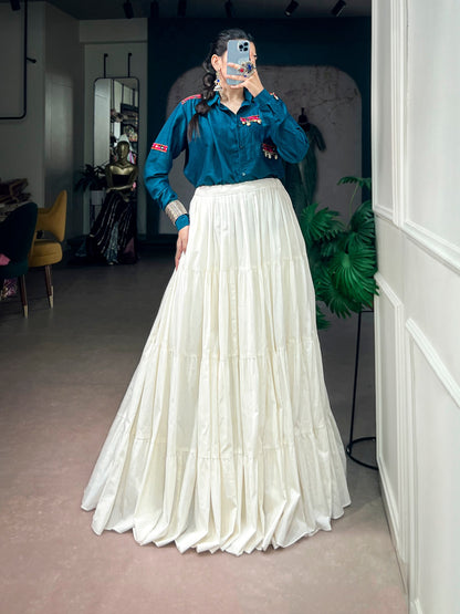 RangBhoomi Navratri Ensemble 2026 — Festive Chinon Shirt & Khadi Cotton Lehenga Set