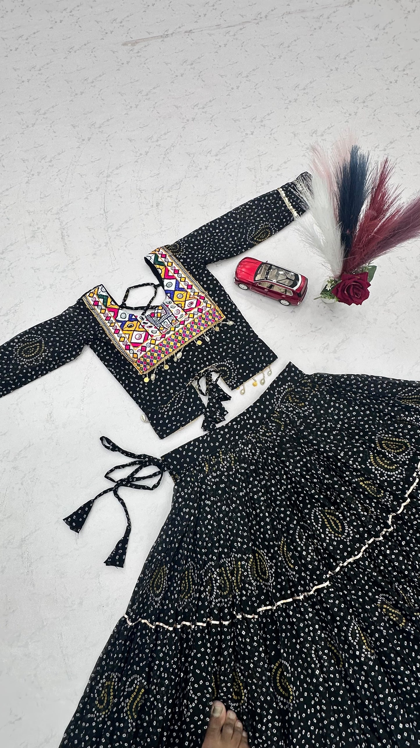 Exclusive 9-Meter Flair Navratri Special Lehenga Choli by RangBhoomi – Pure Fox Georgette with Elegant Thread Embroidery