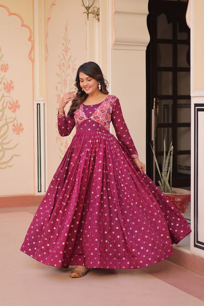 Position Print Choli Design Gown | Indian Ethnic Party Wear