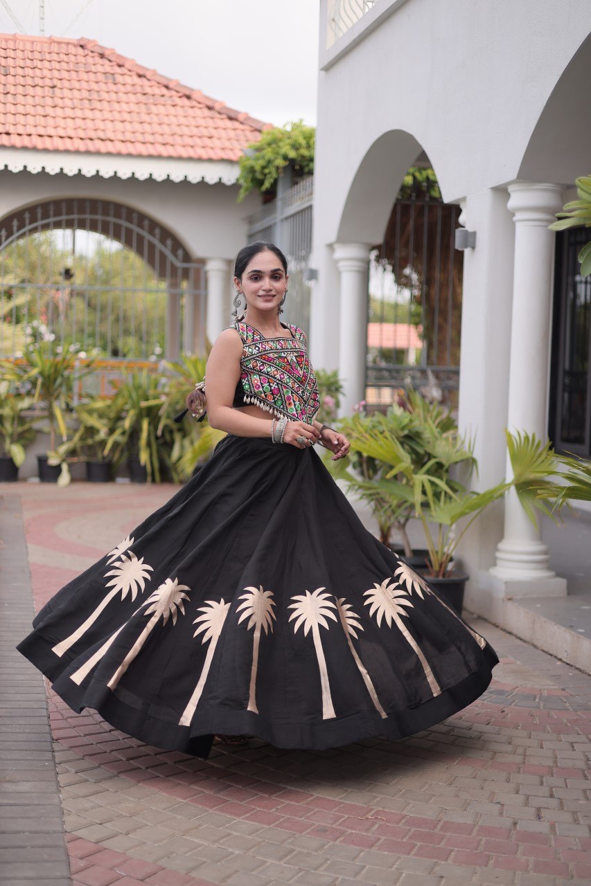 RangBhoomi Navratri Lehenga Choli Collection 2026 — Roman Fabric with Kutchi Embroidery
