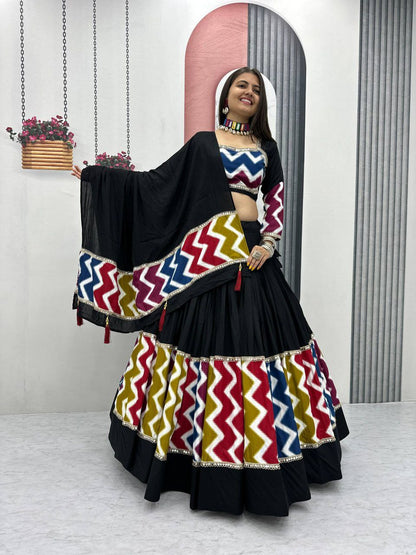 Navratri Special Pure Cotton Lehenga Choli Set with 6-Meter Flair, Fully Stitched Comfort Fit