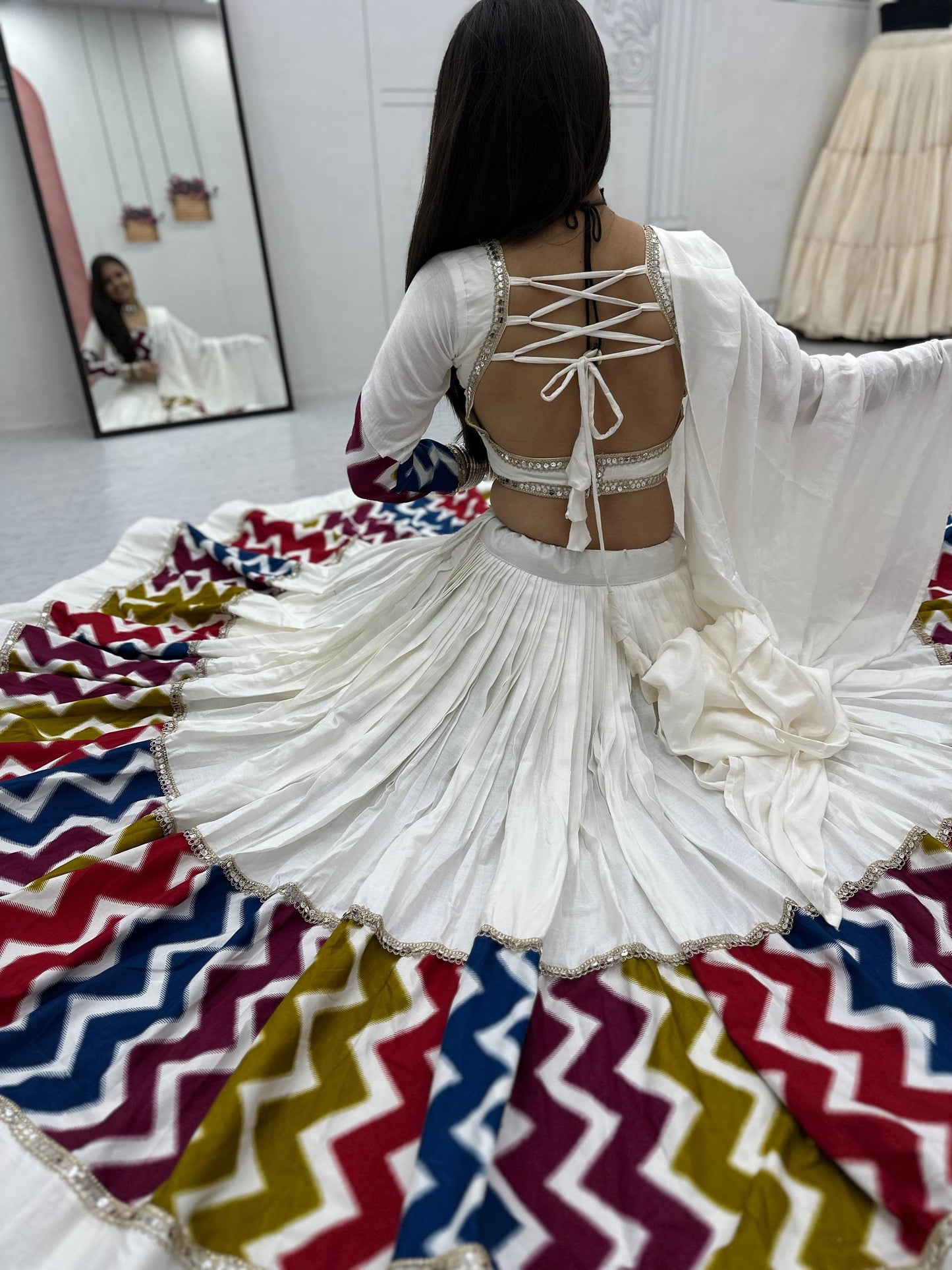 Navratri Special Pure Cotton Lehenga Choli Set with 6-Meter Flair, Fully Stitched Comfort Fit