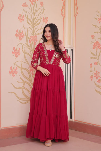 Premium Sequined & Zari Embroidered Gown - Shop Now