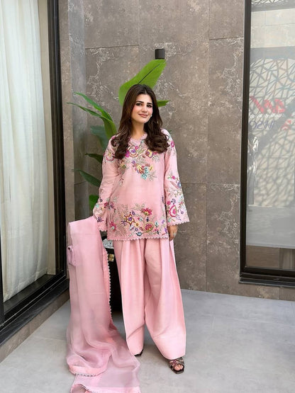 Elegant Designer Embroidered Farsi Salwar Suit with Dupatta for Festival Season by RangBhoomi