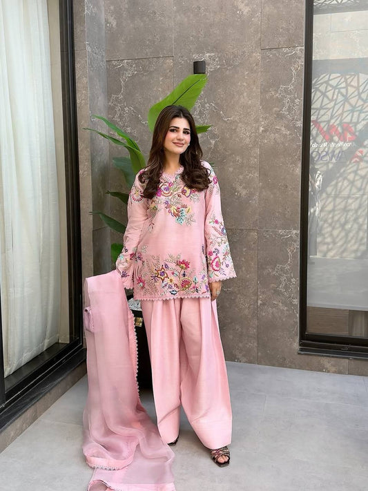 Elegant Designer Embroidered Farsi Salwar Suit with Dupatta for Festival Season by RangBhoomi