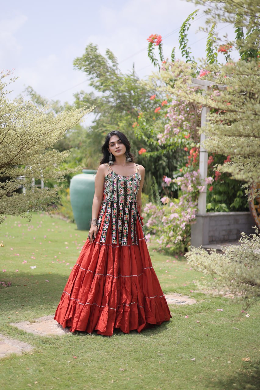 RangBhoomi Navratri Kora Cotton Lehenga Set — Full-Stitched Festive Ensemble