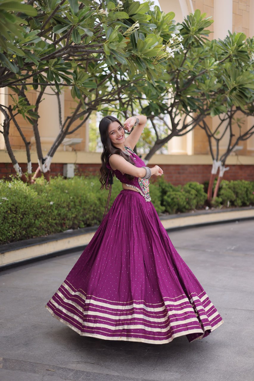 RangBhoomi Navratri Lehenga Choli Collection 2026 — Full-Stitched Mukesh Reyon Set
