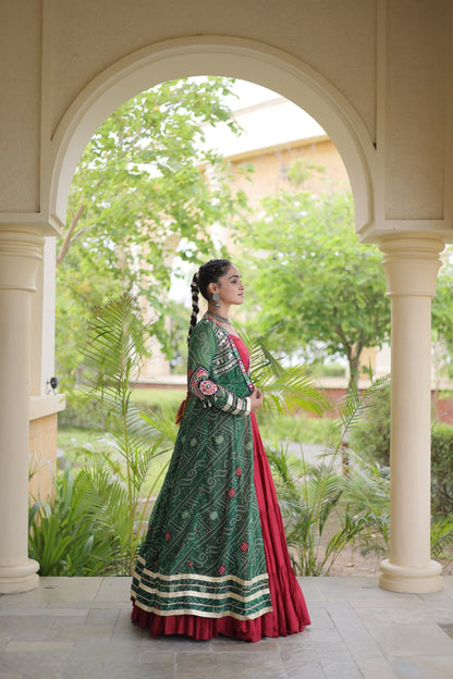 RangBhoomi Navratri 2026 Rayon Lehenga Set with Bandhani Shrug — Full-Stitched Festive Ensemble