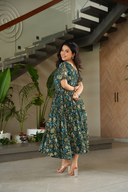 Premium Fully Flared Printed Georgette Gown