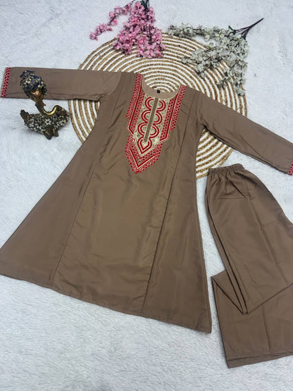 RangBhoomi Embroidered French Crepe Co-ords Set – Stylish Two-Color Pair (S–XXL)