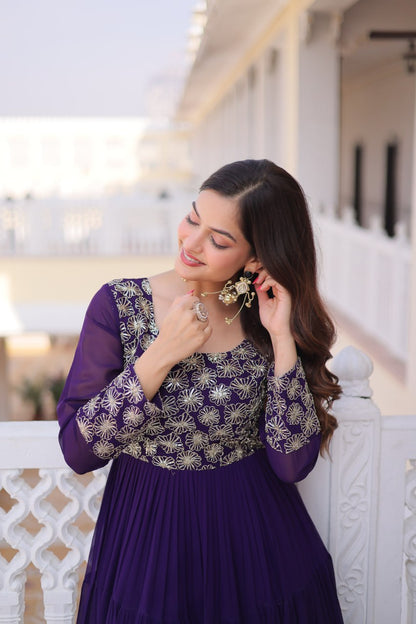 RangBhoomi Premium Designer Ready-to-Wear Gown Collection 2026 - Elegant Faux Blooming Georgette with Sequins and Zari Embroidery