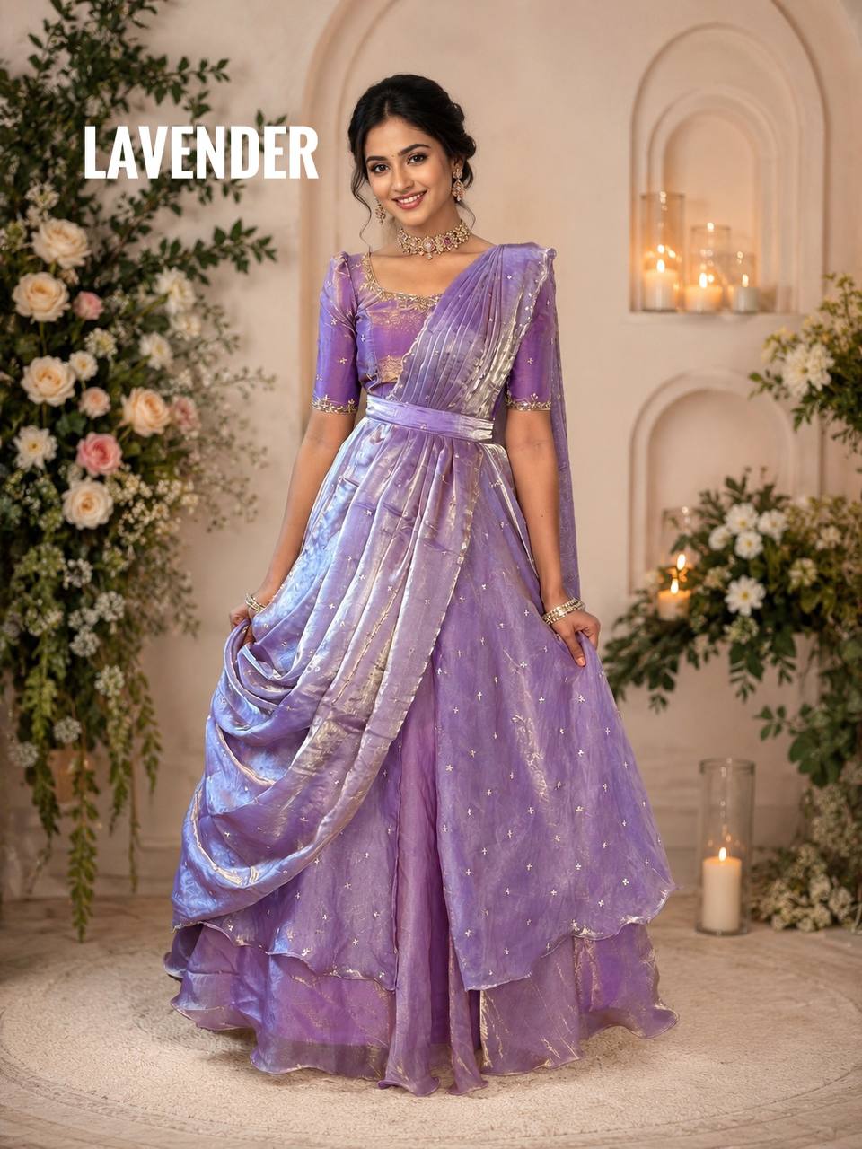 RangBhoomi Heavy Space Silk Double-Frill Lehenga Choli Set — Sequined Embroidery, Ready-to-Ship Rakshabandhan Special