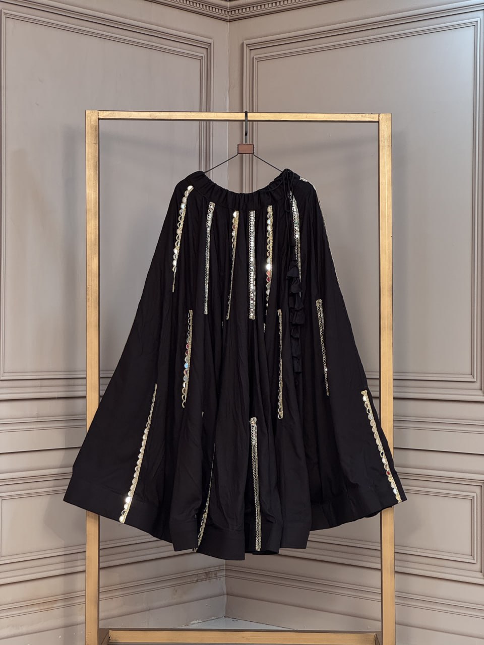RangBhoomi Full-Stitched Rayon Lehenga with Multi Mirror Lace Work