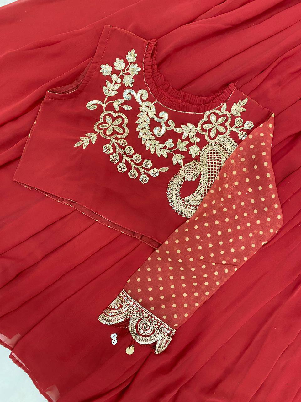 Designer Wear Embroidered Lehenga with Blouse and Shrug Set