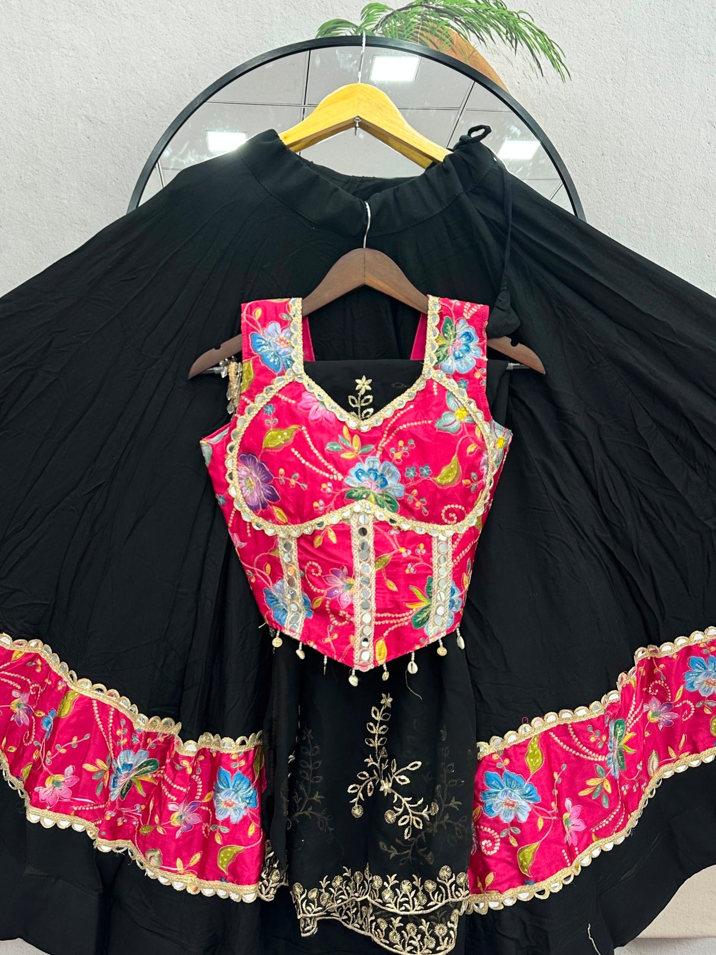 RangBhoomi Tapi-338 Big Flair 6 Meter Pure Cotton Lehenga Choli — Silk Choli, Fox Georgette Dupatta