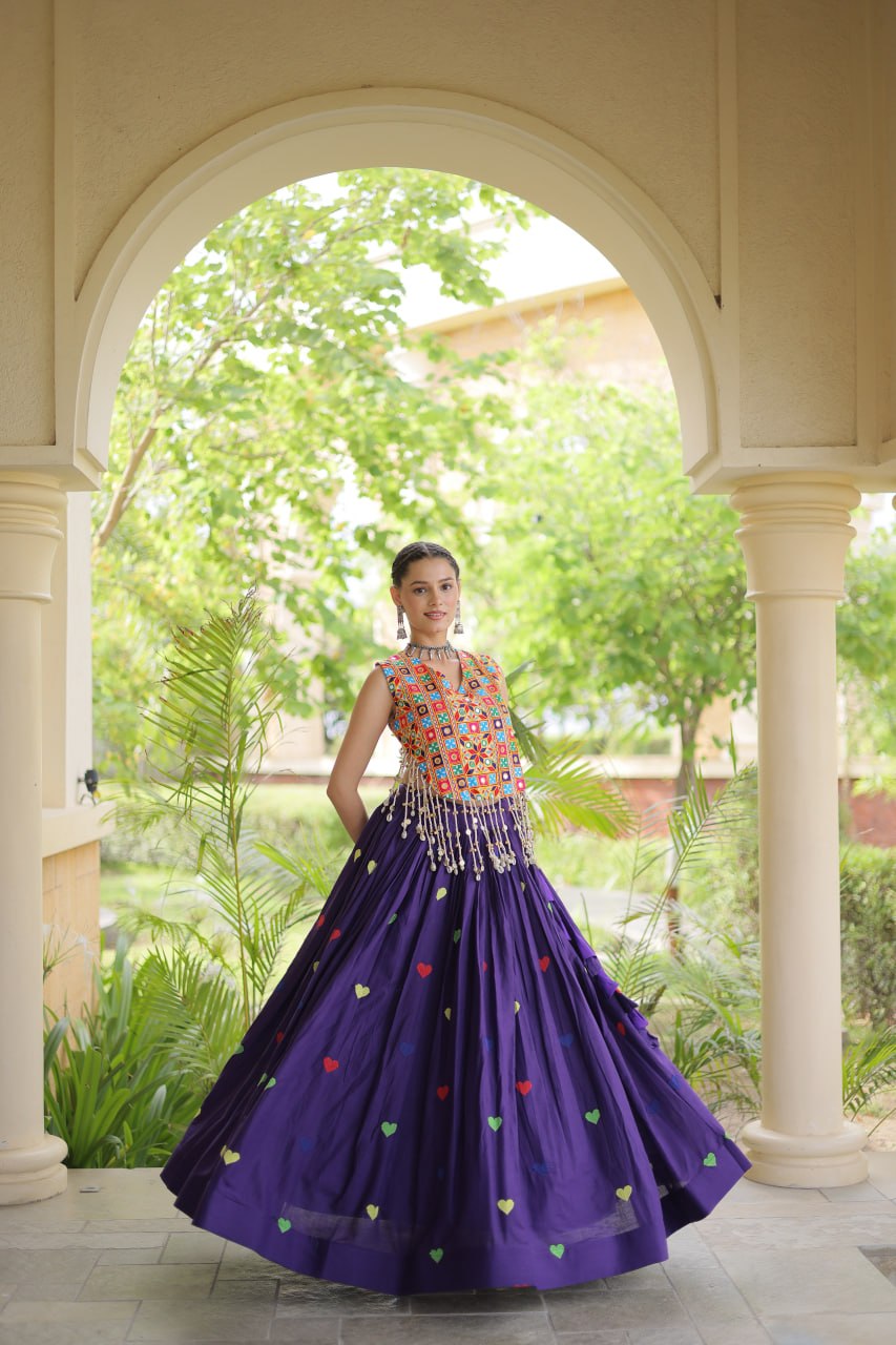 RangBhoomi Navratri Festive Cora Cotton Lehenga Set with Embroidered Blouse