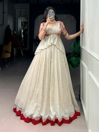 Elegant Chocolate Silk Co-ord Lehenga Set with Sequins and Thread Embroidery