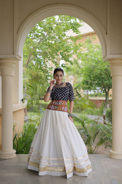 RangBhoomi Navratri Festive Lehenga Set - Cora Cotton & Bandhej Embroidered Blouse