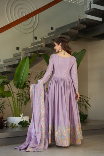 Embroidered Grace Gown & Dupatta – Luxe Fusion Wear for Modern Elegance