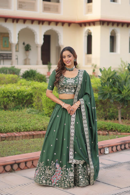 RangBhoomi Premium Vichitra Silk Lehenga Choli Set 2026 with Embroidered Sequins, Zari & Thread Work