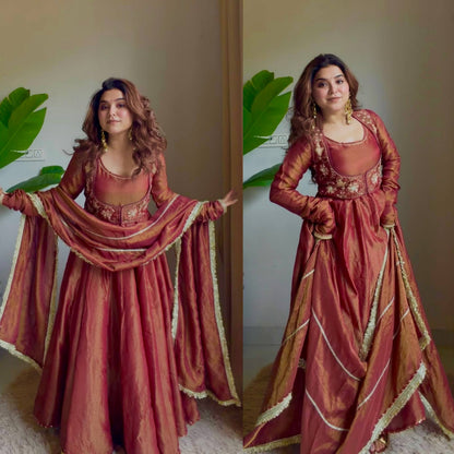 RangBhoomi New Designer Heavy Cosmos Silk Maxi Anarkali Suit – Embellished Festive Gown