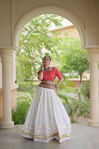 RangBhoomi Navratri Festive Lehenga Set - Cora Cotton & Bandhej Embroidered Blouse