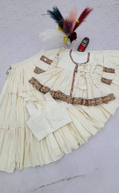 RangBhoomi Navratri Kediyu-Style Lehengacholi – Pure Cotton, 9m Flair, Fully Stitched