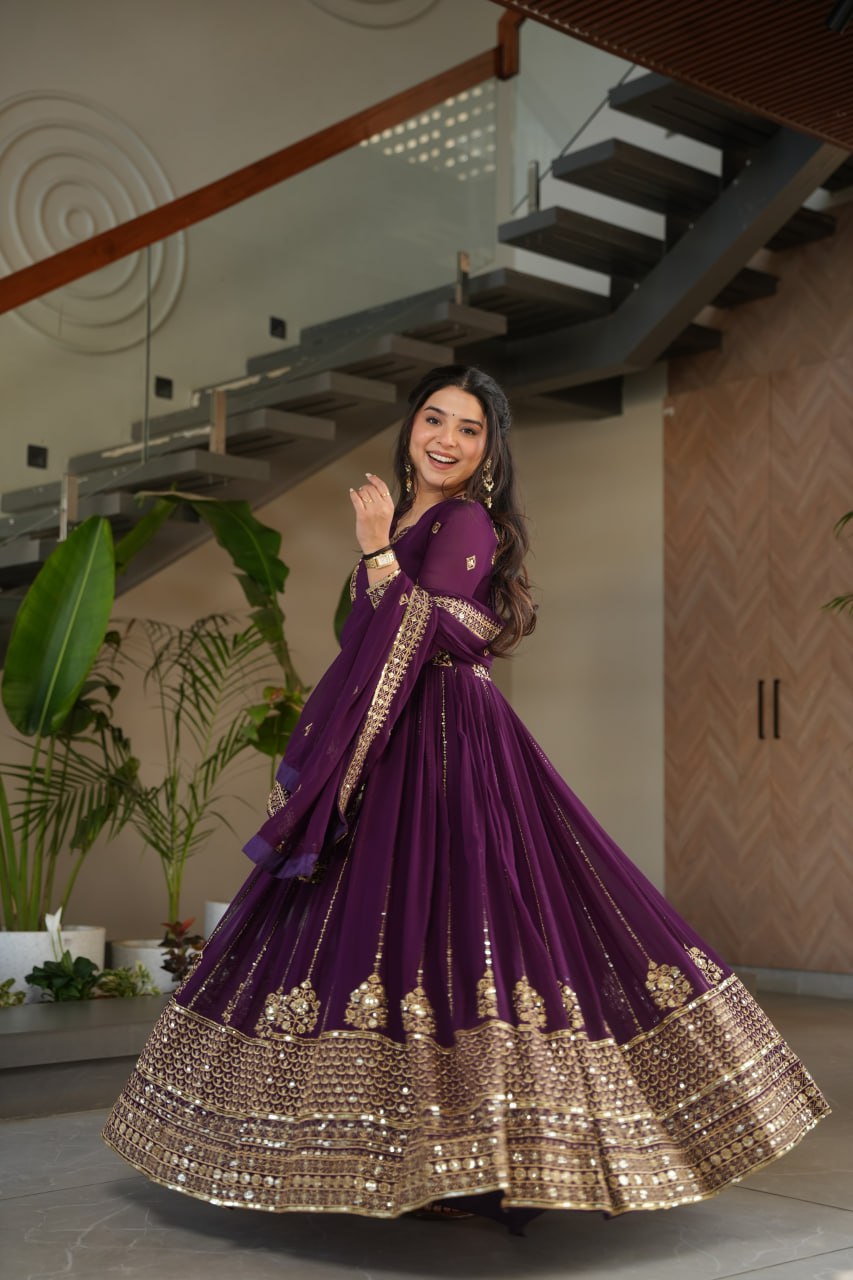 Designer Gown with Dupatta - Elegant Indian Dress