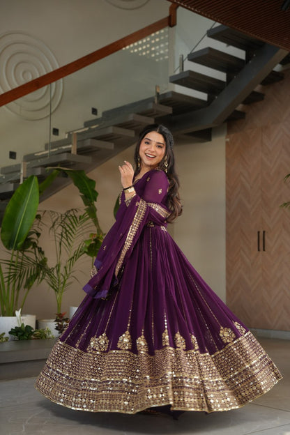 Designer Gown with Dupatta - Elegant Indian Dress