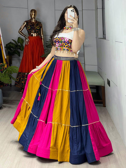 Ethnic Women's Lehenga with Traditional Kediya Set in Multicolor for Festive Navratri Celebrations