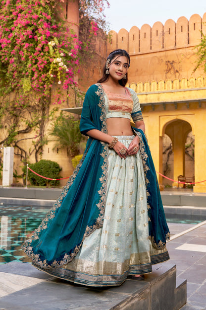 Elegant Woven Grace Lehenga with Royal Paithani Borders and Intricate Embroidery