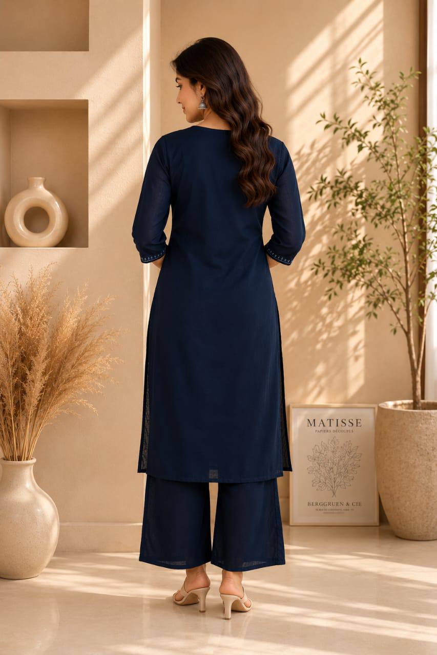 RangBhoomi Premium Cotton 60-60 Kurti & Plazo Set — Soft, Everyday Ethnic Wear
