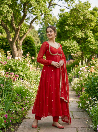 Elegant Party Wear Fendi Satin Gown Set with Dupatta and Pants Featuring 3MM Rembo Sequin and Zari Embroidery
