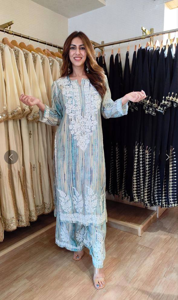 Elevate Your Summer Style with RangBhoomi's Designer Set Featuring Elegant Embroidered Work in Two Unique Prints