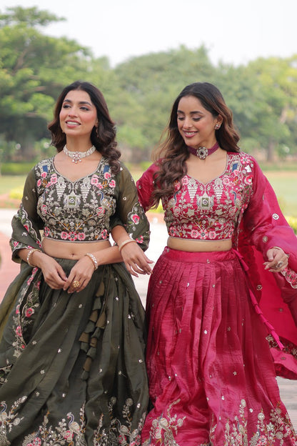 RangBhoomi Premium Designer Sequined Embroidered Lehenga Choli and Dupatta Set