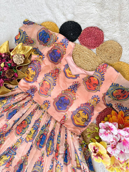 Elegant Summer Special Fully Stitched Kalamkari Midi Gown for Festive Glamour and Sophistication