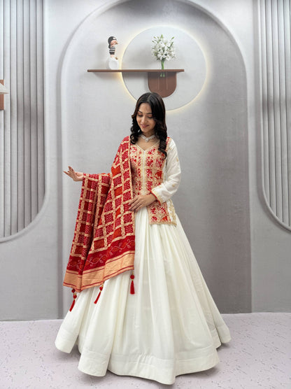 RangBhoomi Festival Badhni Lehenga Choli — Pure Chinon Silk with Heavy Embroidery