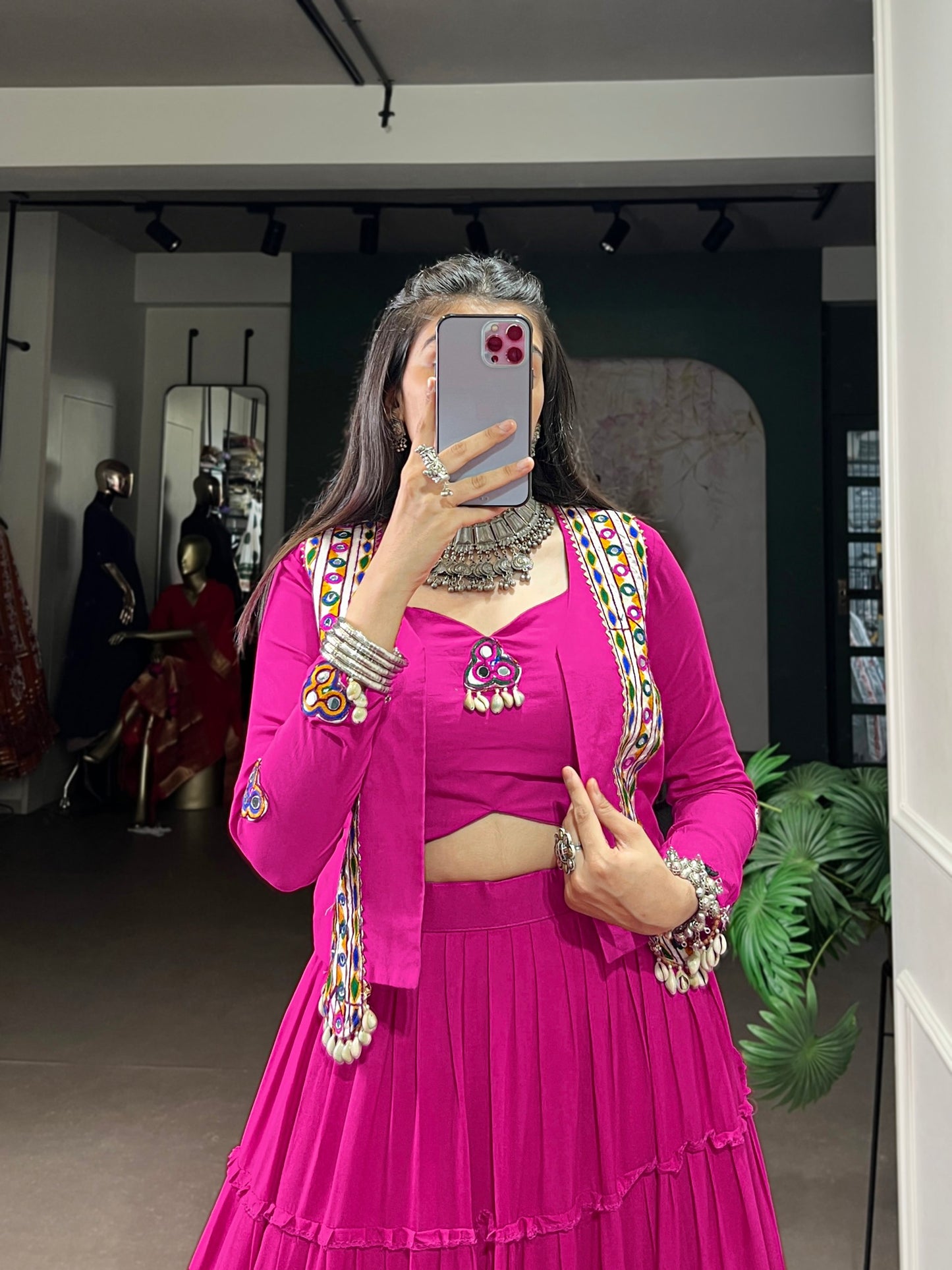 RangBhoomi Navratri Rajudi Lehenga Set with Gamthi & Mirror Detailing