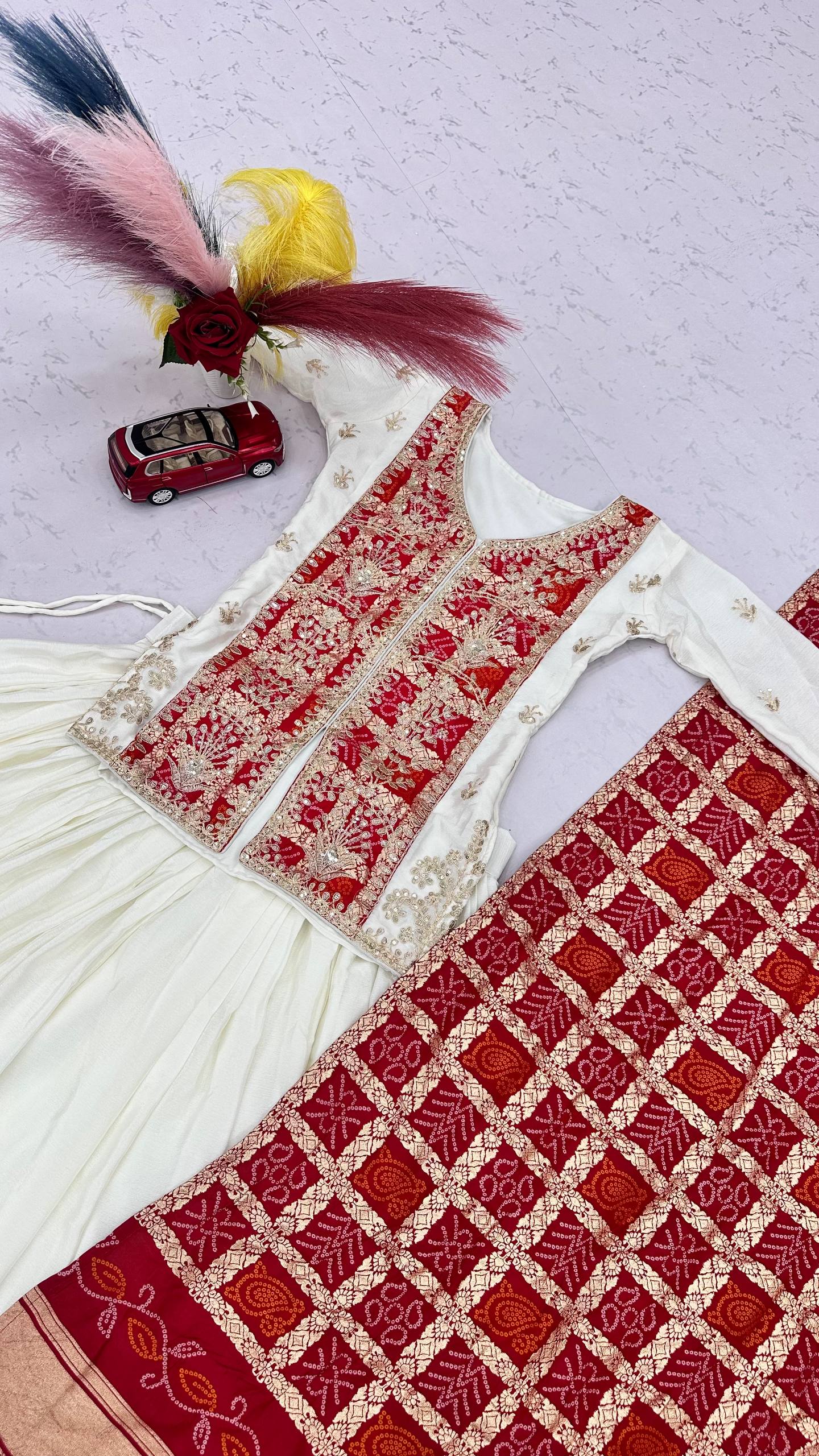 RangBhoomi Festival Badhni Lehenga Choli — Pure Chinon Silk with Heavy Embroidery