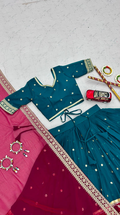 RangBhoomi Tapi Creation Vintage Navratri Lehenga Choli - 6m Flair, Fox Georgette