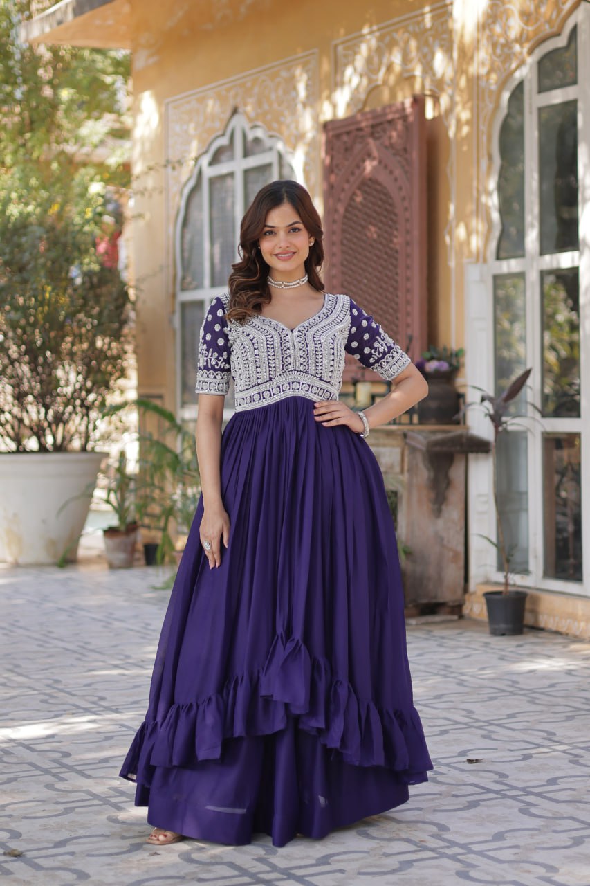 Readymade Lehenga with Embroidered Slit Kurti – Luxe Star Georgette