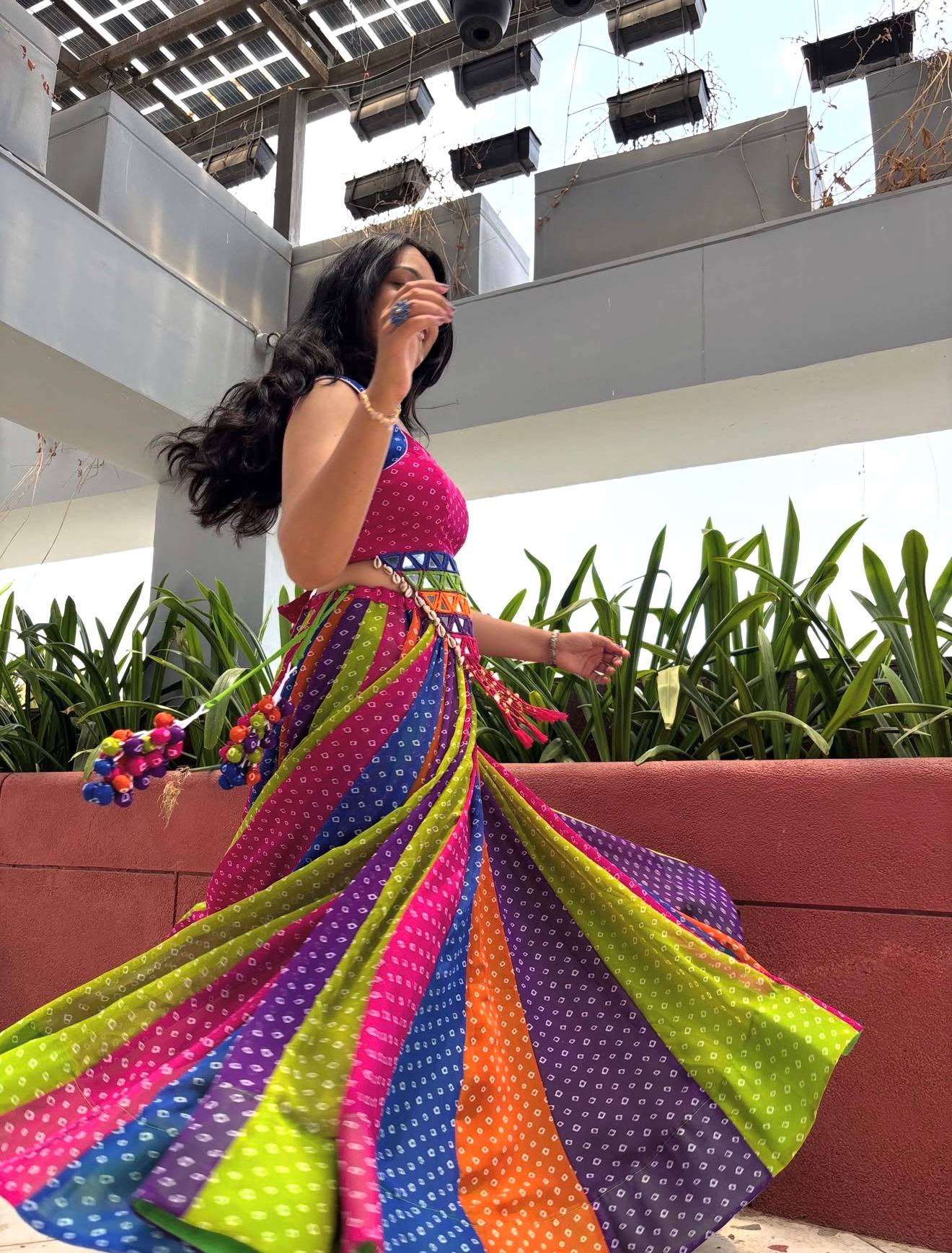 RangBhoomi Navratri Special Big Flair Lehenga Choli – Georgette & Cotton Blend