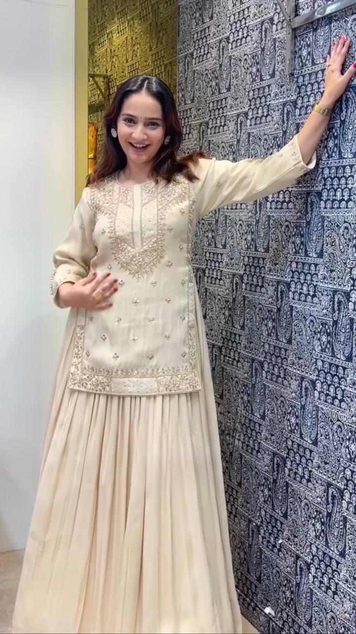 RangBhoomi Designer Party Wear Lehenga Set — Heavy Chinon Silk Embroidery & Sequin Work