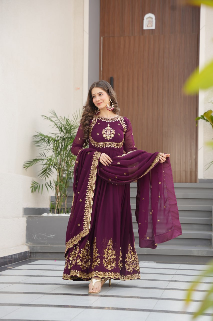 Exquisite Designer Gown with Dupatta – Limited Edition 2025