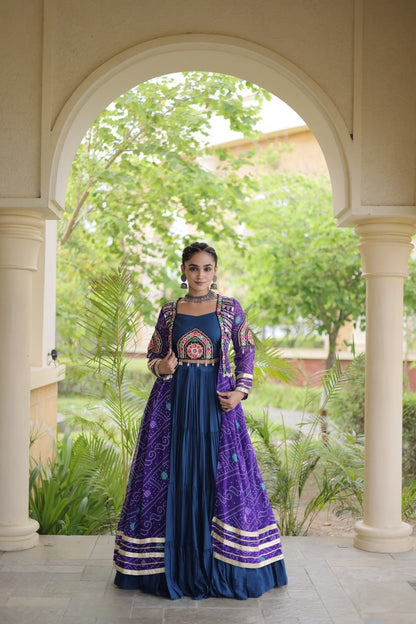 RangBhoomi Navratri 2026 Rayon Lehenga Set with Bandhani Shrug — Full-Stitched Festive Ensemble