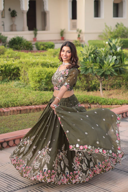 RangBhoomi Premium Designer Sequined Embroidered Lehenga Choli and Dupatta Set